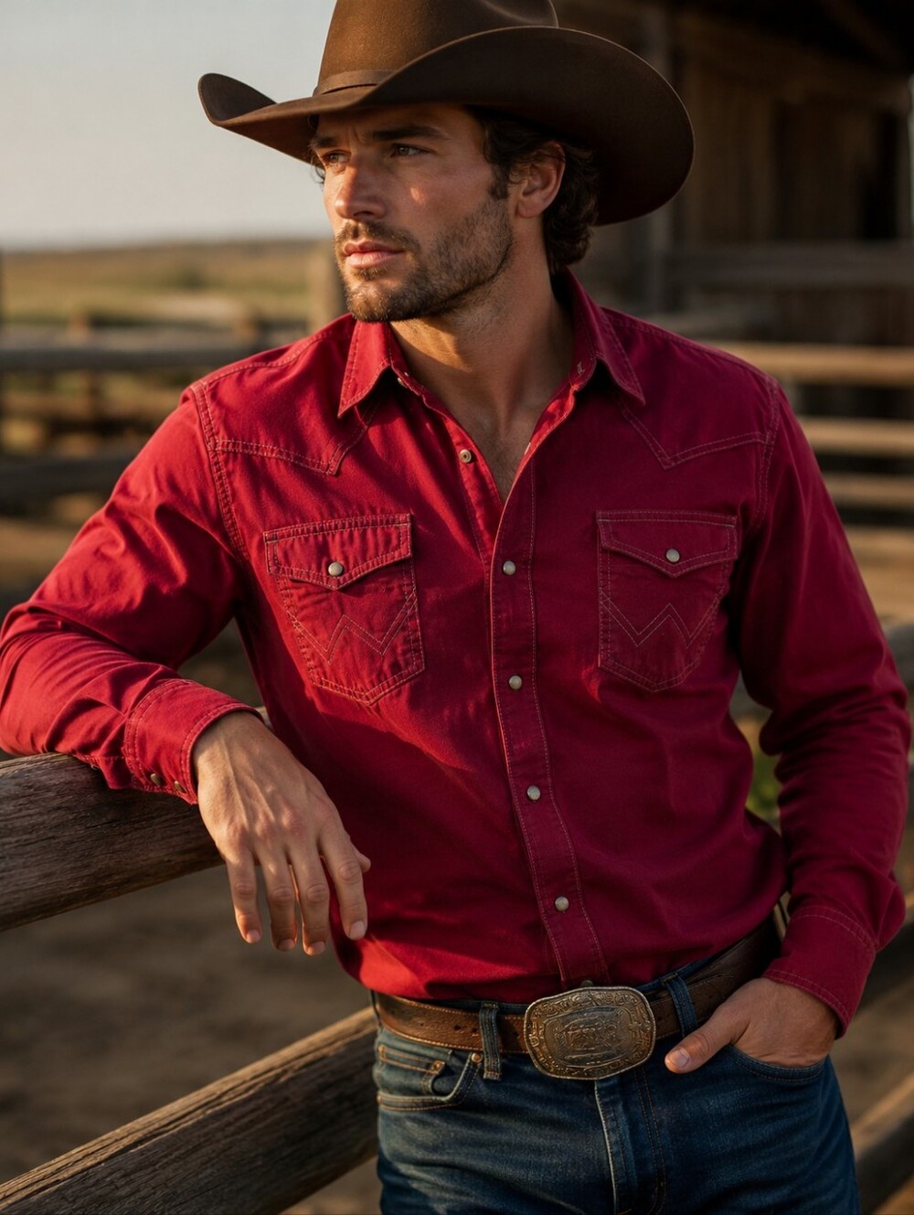 Wrangler Retro Men's Deep Red Western Snap-Down Shirt